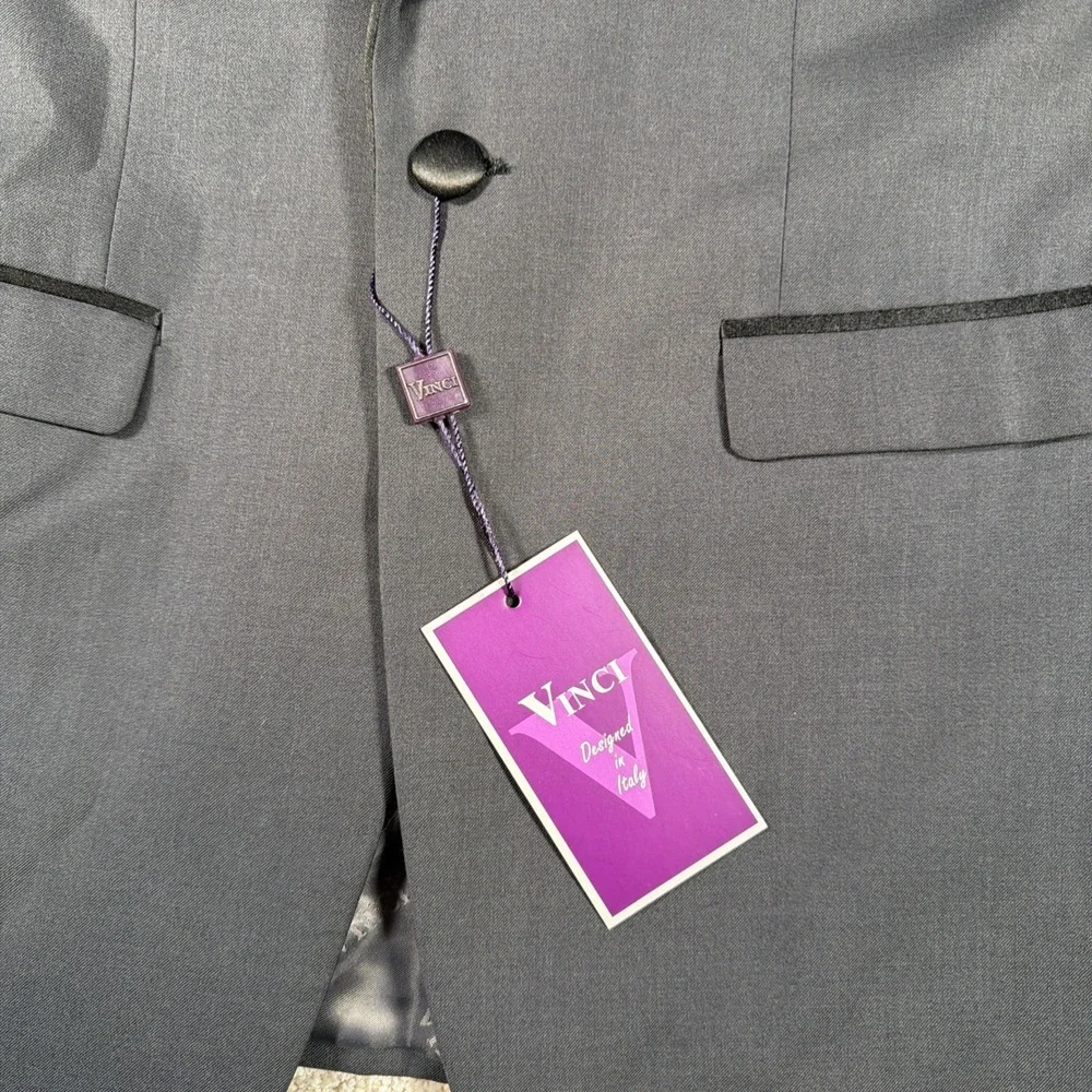 Vinci Mens Blazer‎ Zegna Tuxedo Jacket 38L Heathered Gray Formal Wedding NEW